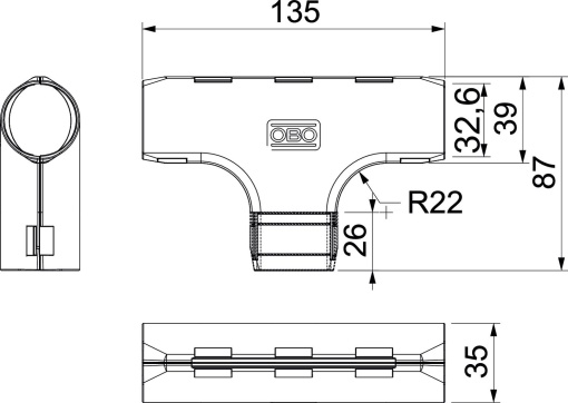 Derivação em T Quick-Pipe M32 Polipropileno cinzento claro RAL 7035