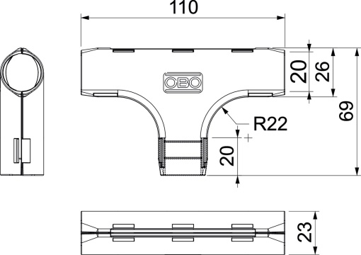 Derivação em T Quick-Pipe M20 Polipropileno branco puro RAL 9010
