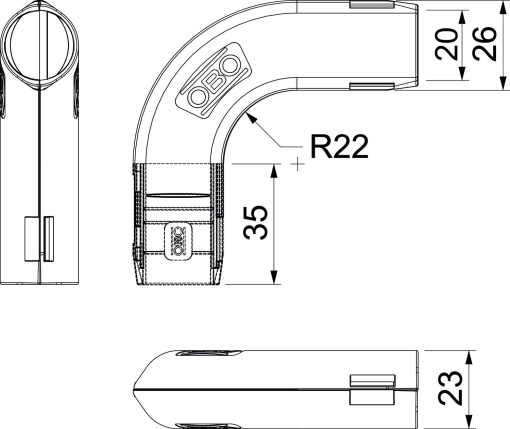 Ângulo de 90 Quick-Pipe M20 Polipropileno cinzento claro RAL 7035