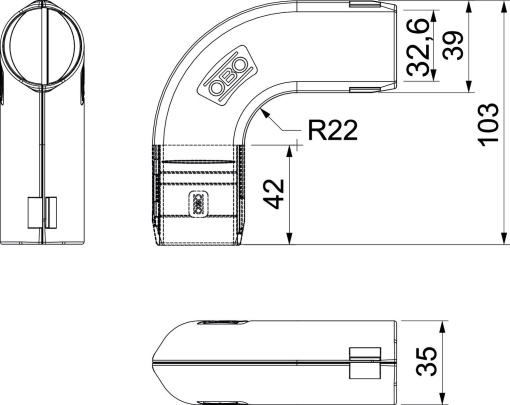 Ângulo de 90 Quick-Pipe M32 Polipropileno cinzento claro RAL 7035