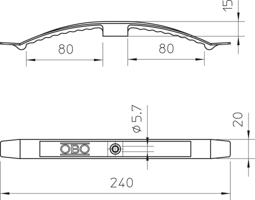 Abraçadeira de teto 2x8 NYM3x1,5 Tereftalato de polibutileno cinzento pedra RAL 7030