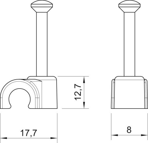 Abraçadeira de prego ISO 10mm, L35 Polipropileno branco puro RAL 9010