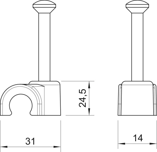 Abraçadeira de prego ISO 20mm, L40 Polipropileno branco puro RAL 9010