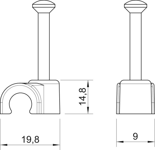 Abraçadeira de prego ISO 12mm, L35 Polipropileno preto RAL 9005