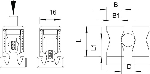 Abraçadeira encosto p perfil 5-25mm Poliestireno cinzento claro