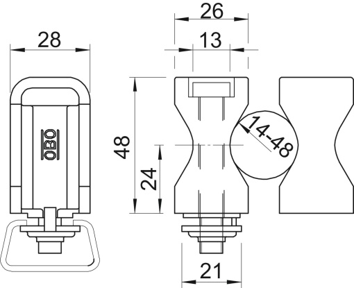 Abraçadeira encosto p perfil with cross-head screw 14x48mm Poliamida preto grafite RAL 9011