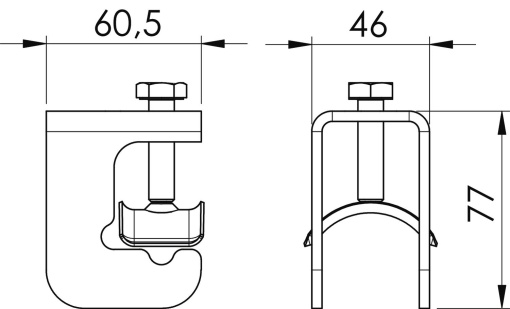 Ligador VARIO placa de pressão para armadura 16-37mm 61x46x88 Aço