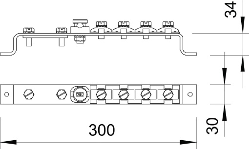 Barra equipotencial 300mm Latão