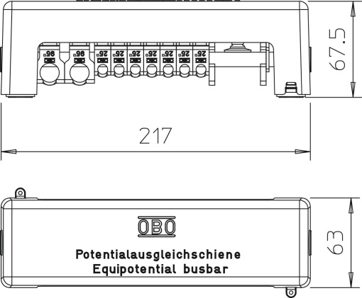 Barra equipotencial 217mm Latão cinzento