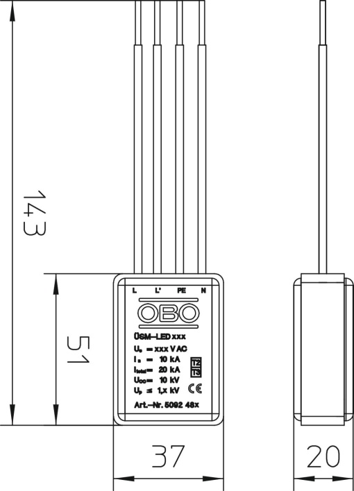 Descarregador de sobretensões para lâmpadas LED 230V