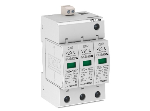 Descarregador sobretensões V20 3 polos com sinalização remota 280V