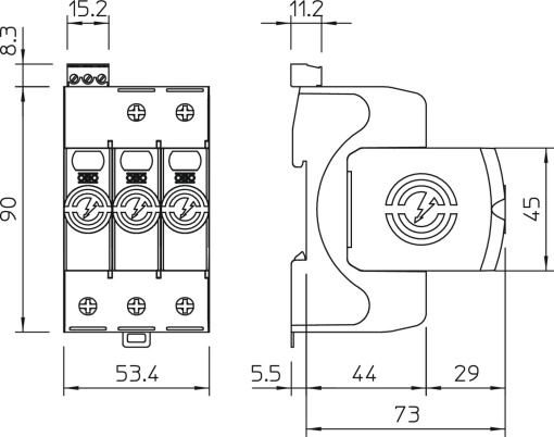 Descarregador sobretensões V20 3 polos com sinalização remota 280V