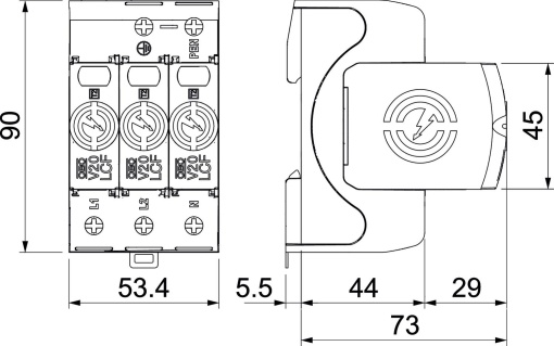 Descarregador sobretensões V20 3 polos sem corrente de fuga 280V