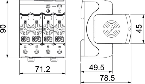 Descarregador sobretensões V20 4 polos sem corrente de fuga 280V