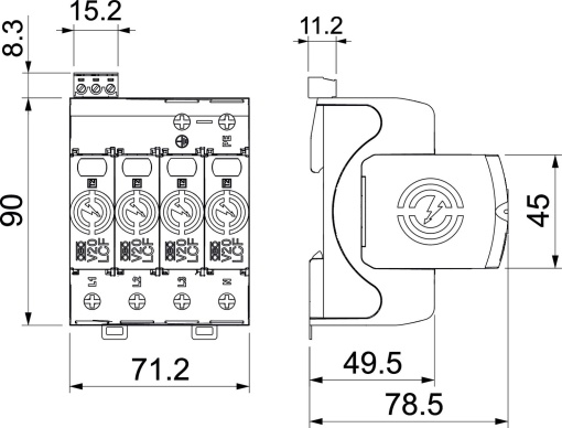 Descarregador sobretensões V20 4 polos sem corrente fuga  FS 280V