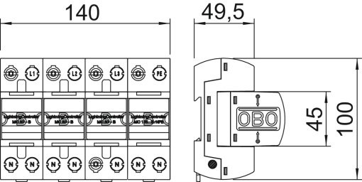 Descarregador de sobretensões Conjunto para redes TT e TNS 255V