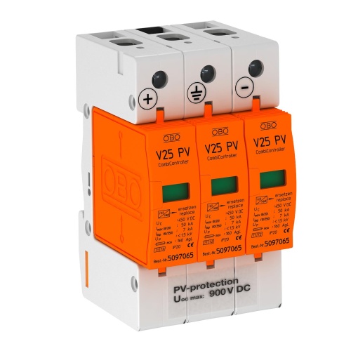 Descarregador combinado V25 3 polos para fotovoltaico 900V DC