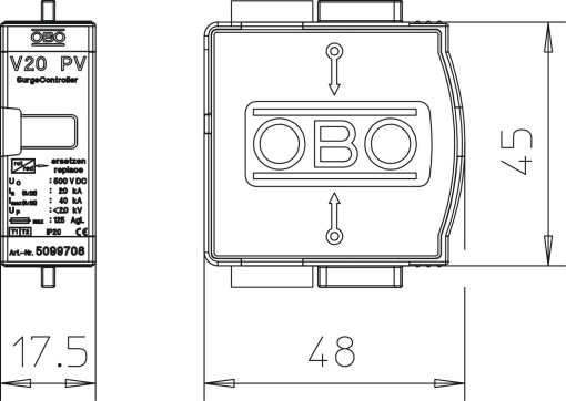 Descarregador sobretensões V20 Módulo de substituição para FV 500V DC