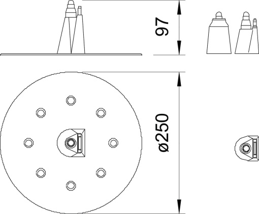 Passagem de telhado para cabo e fita 250x250x100 Poliamida preto