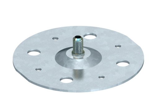 Base para abraçadeira com parafuso M8 100x100x2 Aço galvanizado pelo método Sendzimir