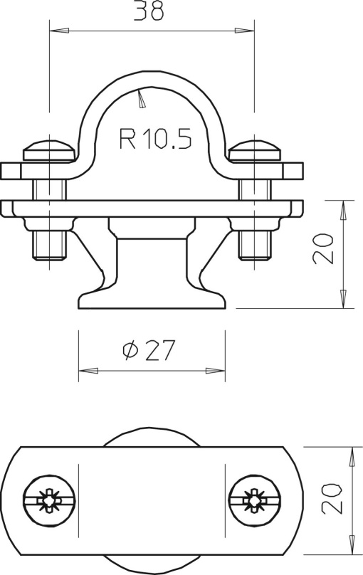 Abraçadeira mural para varão 20mm Zinco fundido sobre pressão galvanizado