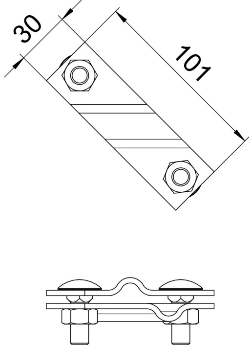 Ligador diagonal cabocabo 101x30 Aço inoxidável 1.45711.4404 A4 1.45711.4404
