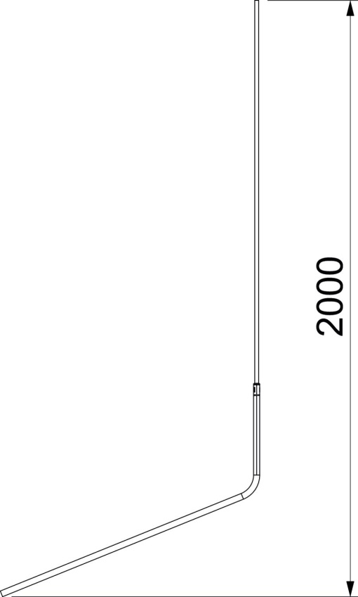 Tubular interception rod angled 2000 Alumínio