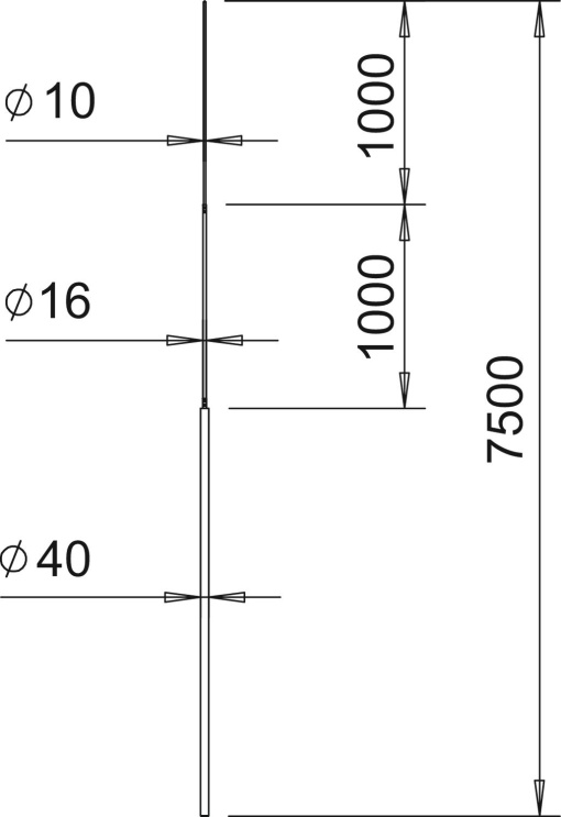 Haste captora para tripé 7500mm Alumínio