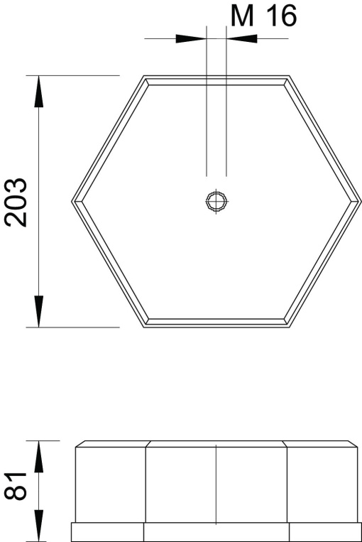 Base para haste captora com rosca M16 Betão