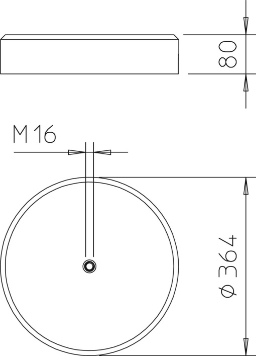 Base com rosca M16 para haste captora com rosca M16 Betão