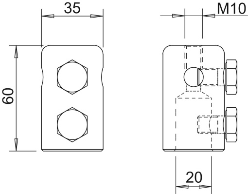 Terminal 20mm Alumínio