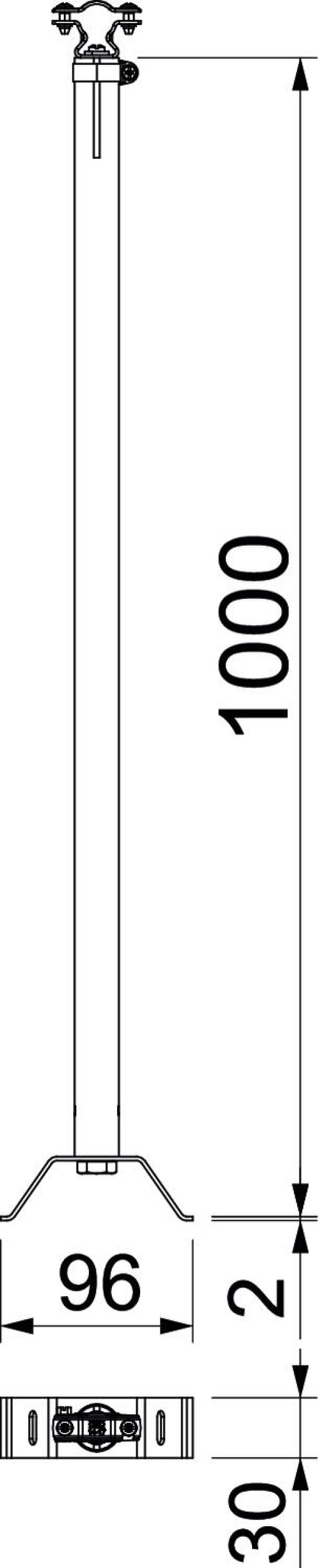 Suporte isolado regulável ajuste longitudinal variável 550-1000mm Plástico reforçado com fibra de vidro