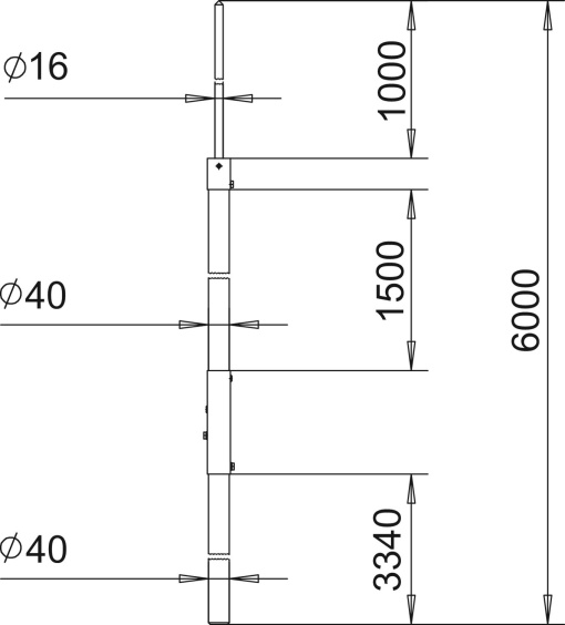 Haste captora isolada 6000mm Plástico reforçado com fibra de vidro cinzento claro