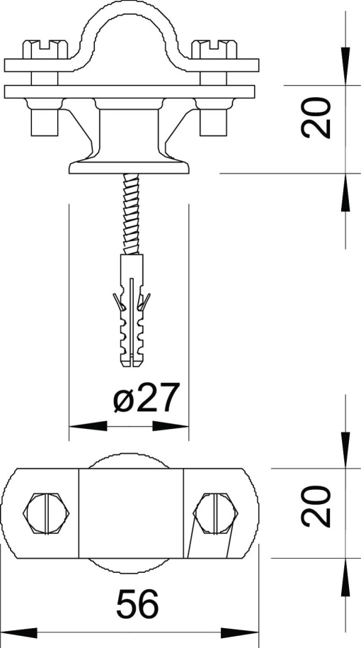 Abraçadeira para haste com parafuso p madeirabucha 16mm Zinco fundido sobre pressão galvanizado