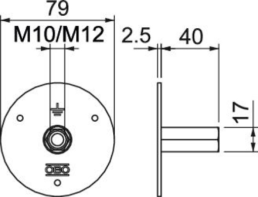 Ponto fixo de terra com rosca dupla M10M12 Aço inoxidável 1.4404 A4 1.4404