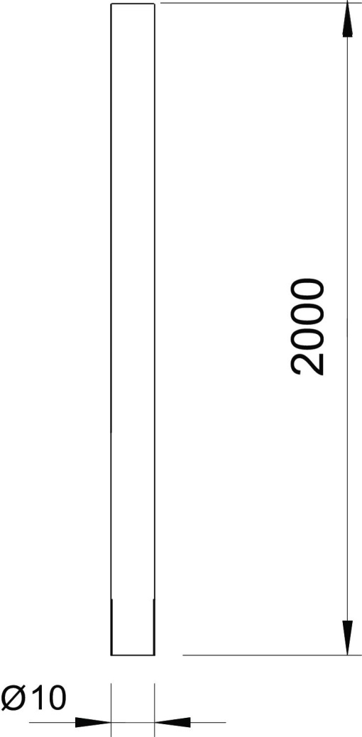 Haste de ligação direita 2000mm Aço inoxidável A4 1.45711.4404