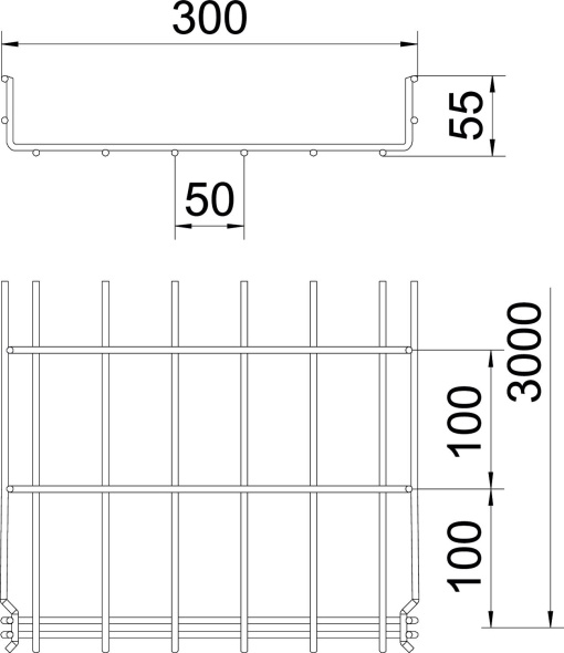 Caminho de cabos em varão GRM 55x300x3000 Aço eletrozincado