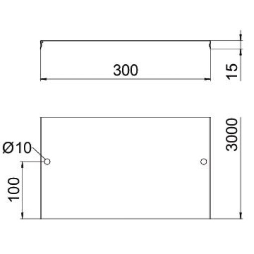 Tampa bloqueável para caminho de cabos em varão 300x3000 Aço Galvanizado por imersão a quente após maquinação zinco