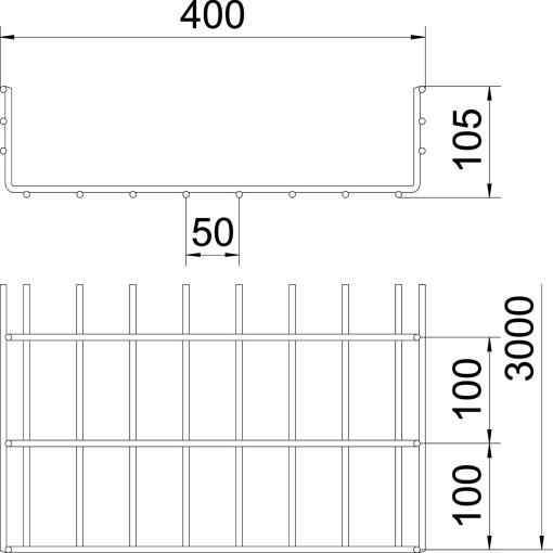 C.cabos varão grandes vãos SGR 105x400x3000 Aço galvanizado por imersão a quente após maquinação