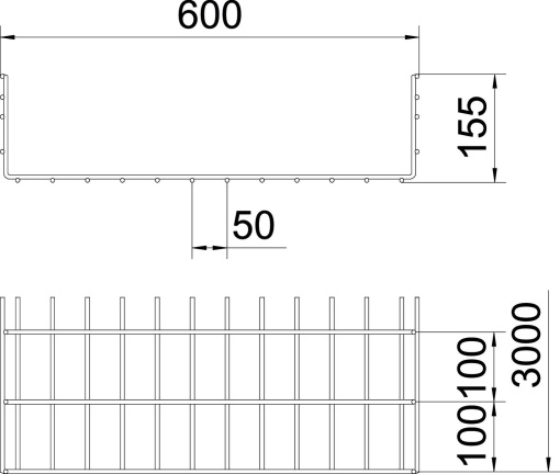 C.cabos varão grandes vãos SGR 155x600x3000 Aço galvanizado por imersão a quente após maquinação