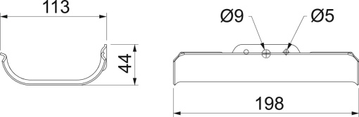 Calha de condução de cabos para encaminhamento individual 44x200x113 Aço Galvanizado por imersão a quente após maquinação zinco