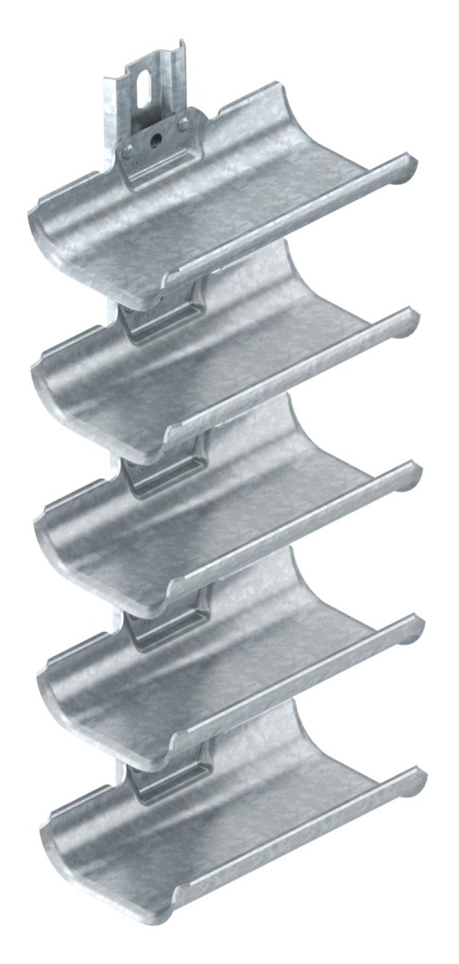 Calha de condução de cabos 5 compartimentos 500x200x123 Aço galvanizado por imersão a quente após maquinação