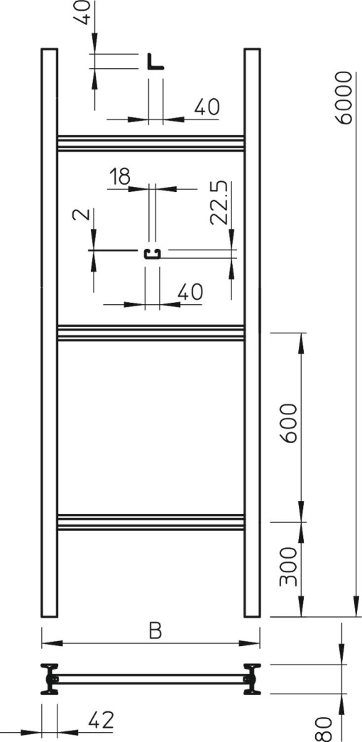 Escada vertical industrial com degrau C 40 600x6000 Aço Galvanizado por imersão a quente após maquinação zinco