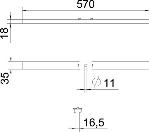 Suspensão central para varão, com peça de aperto B570mm Aço galvanizado pelo método Sendzimir zinco