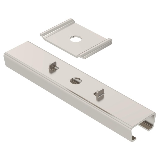 Suspensão central para varão, com peça de aperto B170mm Aço inoxidável A4 1.4404 brilhante, pós-tratamento