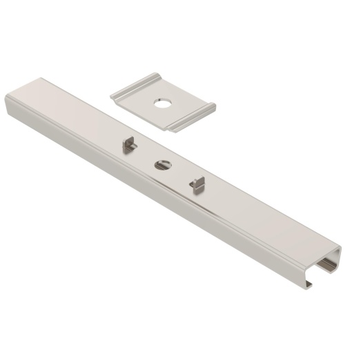 Suspensão central para varão, com peça de aperto B270mm Aço inoxidável A4 1.4404 brilhante, pós-tratamento