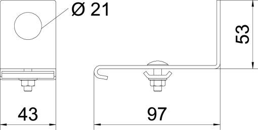 Suporte de suspensão lateral para bucim M20 Aço galvanizado pelo método Sendzimir