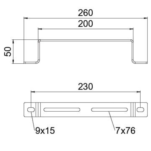 Distanciador B200mm Aço inoxidável A4 1.4571 brilhante, pós-tratamento aço inoxidável
