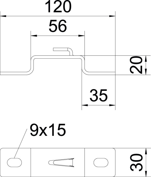 Distanciador para caminho de cabos em varão B50mm Aço galvanizado pelo método Sendzimir zinco