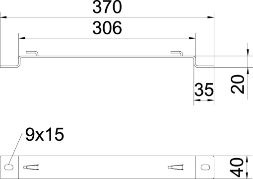 Distanciador para caminho de cabos em varão B300mm Aço Galvanizado por imersão a quente após maquinação zinco